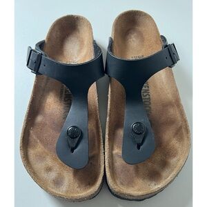 Birkenstock Gizeh Birko Flor Black Sandals 37